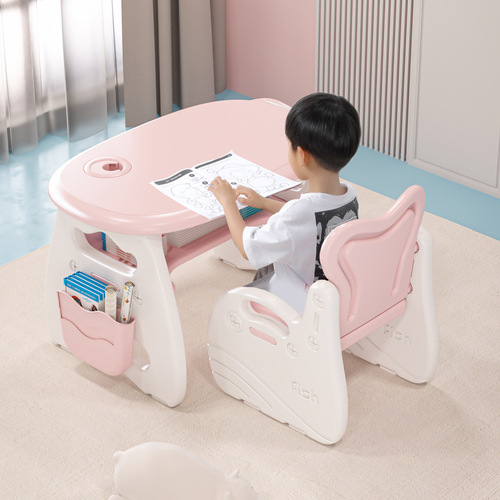 Children's Writing Desk and Chair Set Student Toddler Desk for Kids Homework Table Baby Learning Desk Early Education Home Use