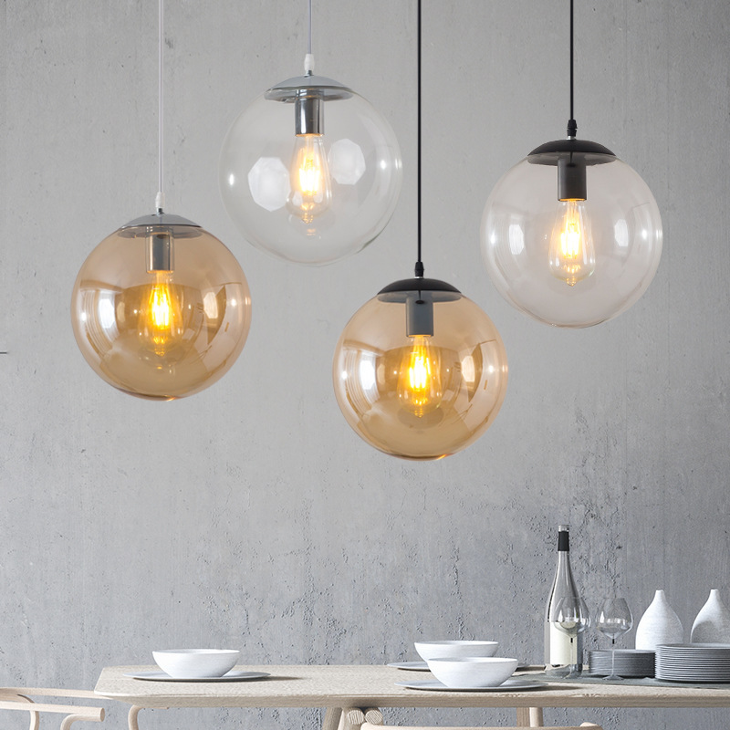 Modern Minimalist Nordic-style Bar with Personality Milk Tea and Clothing Store, Glass Sphere Pendant Lights, Exclusive Cross-border Supply