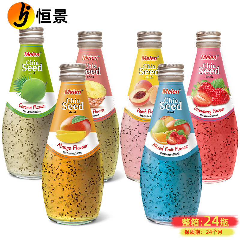 Thai imported meienchiya seed juice drink 290ml * 6 Strawberry Mango coconut mixed fruit flavor drink Thai imported meienchiya seed juice drink 290ml * 6 Strawberry Mango coconut mixed fruit flavor drink