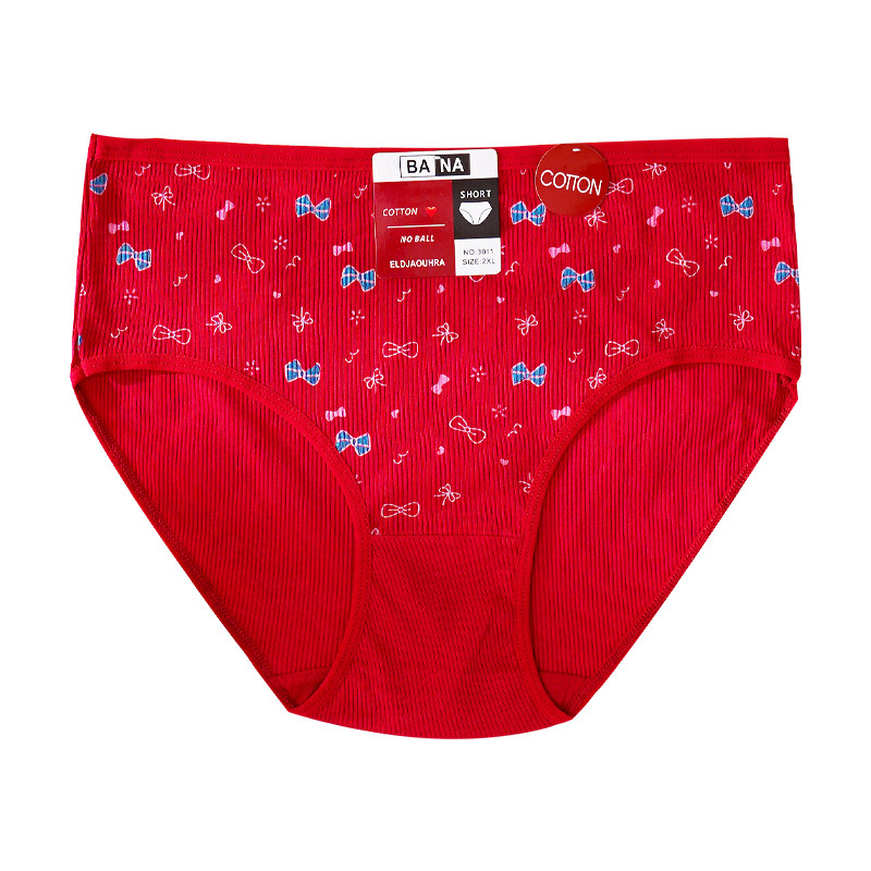 Calzoncillos de mujer de gran tamaño con hilos de calzoncillos impresos en algodón puro venta al por mayor de calzoncillos comercio exterior aumento transfronterizo de pantalones de mamá