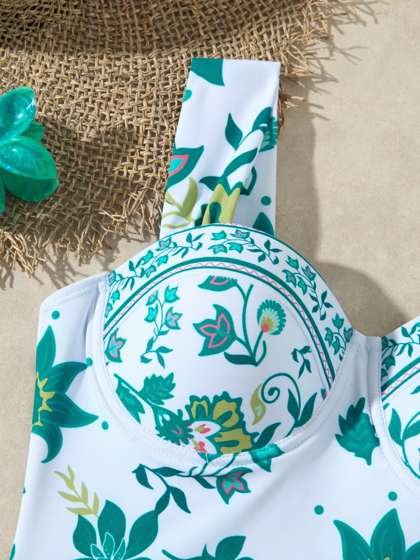 Push-up Underwire One-piece Swimsuit Tummy Control Digital Print_voghion.com