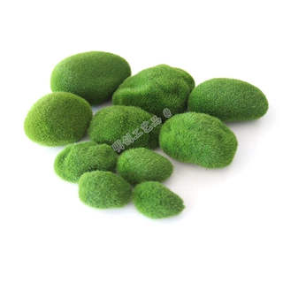仿真苔藓石头植绒保丽龙泡沫绿色青苔石头微景观盆景墙面装饰配材