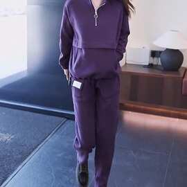 休闲运动服套装女2023年春秋新款时尚洋气加绒加厚减龄卫衣两件套
