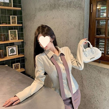 秋冬法式学院风甜美辣妹长袖修身收腰衬衫性感包臀半身短裙套装女