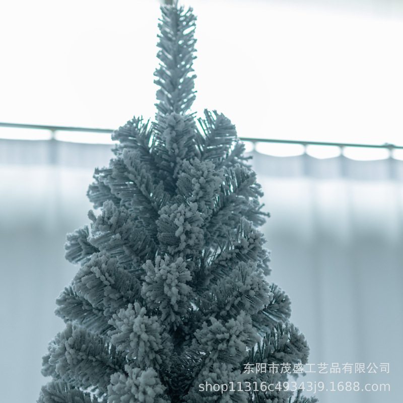 PVC植绒铅笔圣诞树白色落雪圣诞节装饰品树酒店商场摆件欧美风格|undefined