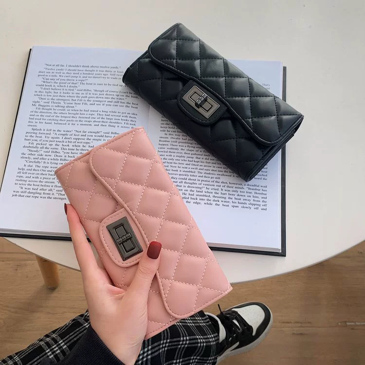 Модный трендовый длинный кошелек, маленький клатч, держатель для карт, городской стиль, в стиле Chanel