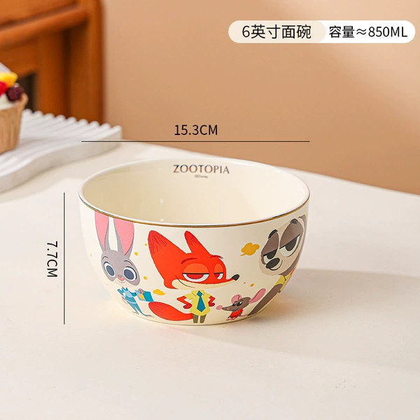 6-inch Kaino Noodle Bowl-Light Luxury Zootopia family (package capacity 36)