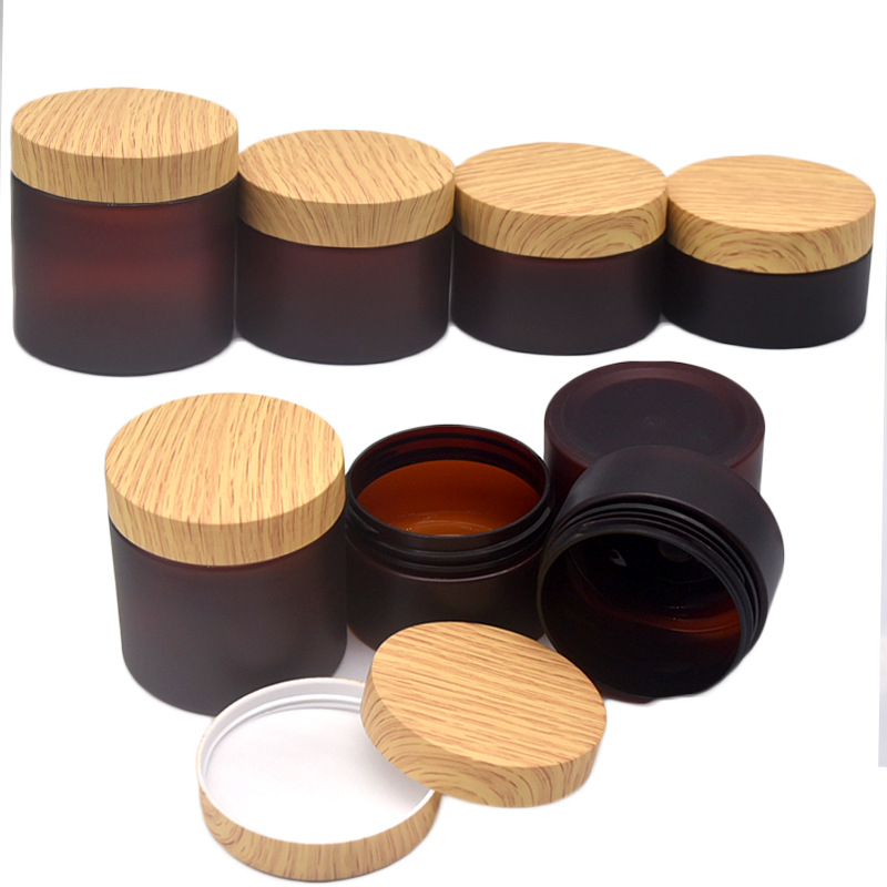 Envase cosmético sub-botella de plástico para mascotas frasco de crema contenedor marrón esmerilado máscara frasco crema facial botella de crema para los ojos