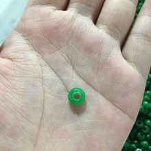天然a级翡翠干青环全绿加厚玉环铁龙生祖母绿散珠算珠配饰diyE18