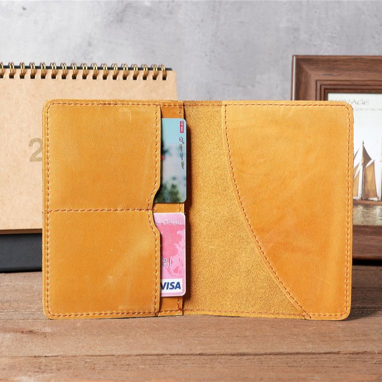 vintage genuine leather passport bag crazy horse leather multi function multi card wallet document bag ticket holder coin bag_voghion.com
