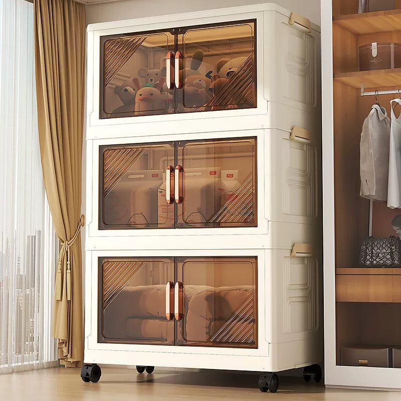 Free installation storage cabinet folding storage box shoe cabinet bedroom living room locker home band -wheeled rack snack cabinet