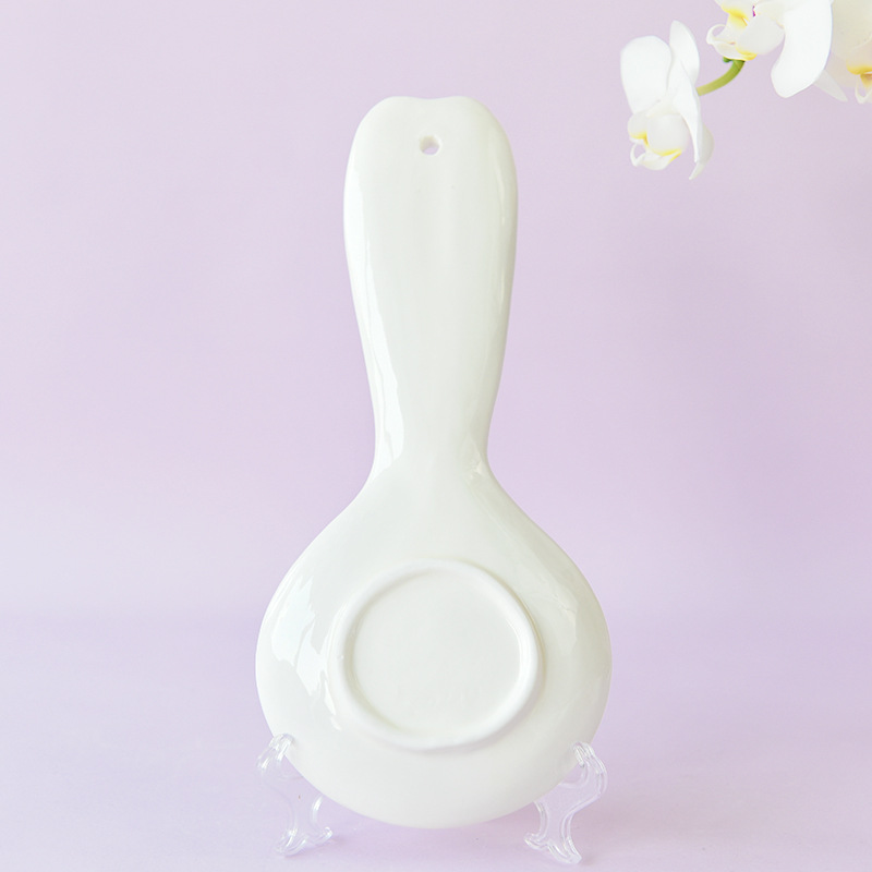 Soporte creativo para cucharas con forma de oreja de conejo, soporte de cerámica para cucharas, utensilio de cocina, soporte para palillos, plato pequeño, bandeja para postres