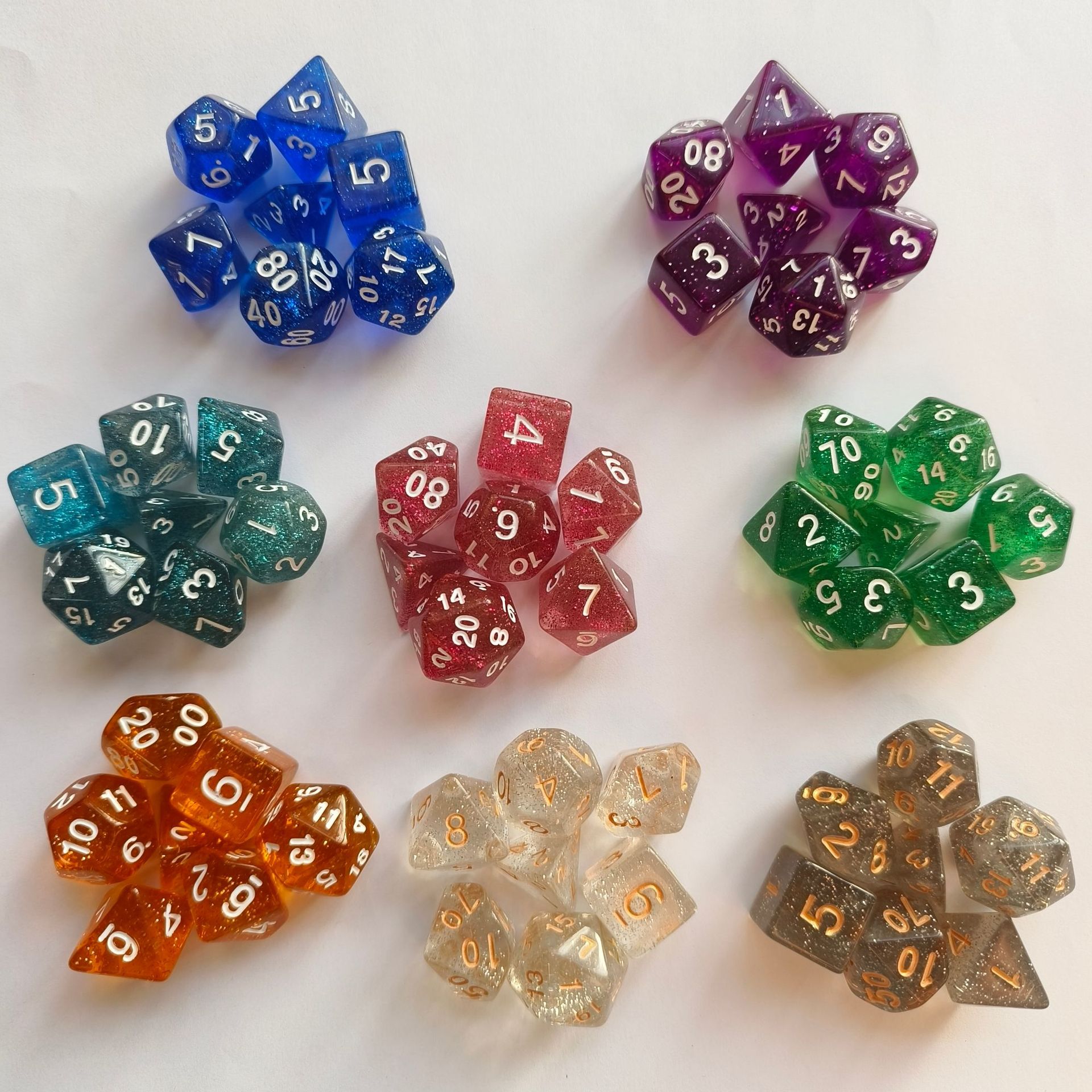 Onion-Colored Camouflage 7-Piece Set of Polyhedral Dice for Foreign Trade, Aliexpress Supply, Trpg Tabletop Game, Dungeons and Dragons Dice