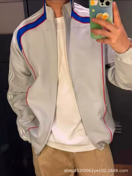 Spring and Autumn Three-Stripe Jacket Sports Coat for Men Real Madrid Football Casual Culture Loose Woven Top Jf2575