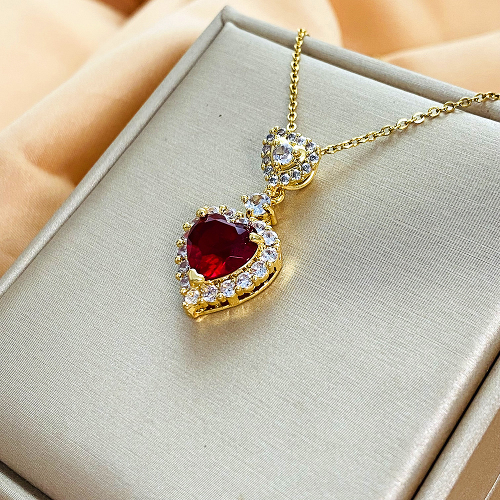 20g Weight Zircon Inlay Material Pendant Necklace Classification cable chain Chain Type 1 Piece Quantity Daily Occasion Titanium Steel Material Geometric Pattern Women's Gender Plating, Inlay Design IG Style Style Titanium Steel IG Style Geometric Plating Inlay Zircon Pendant Necklace 12