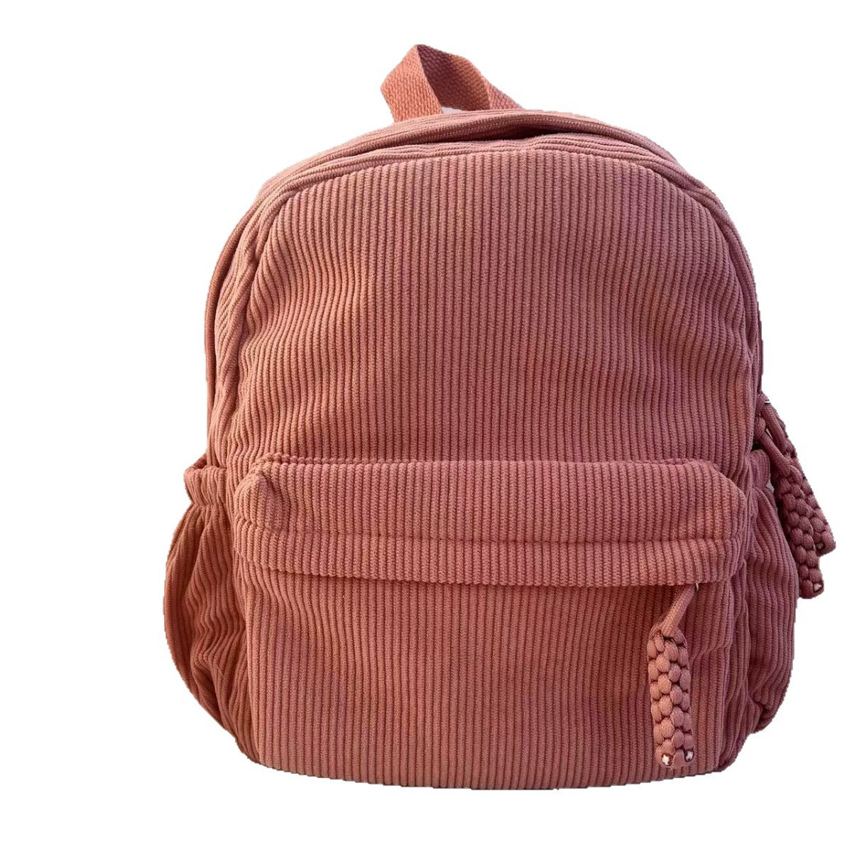 College style travel bag solid color corduroy backpack