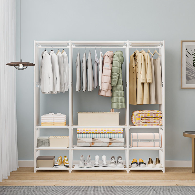 Cross-border bestseller: Simple floor-standing coat rack, easy to assemble, for home and dormitory use, multi-layer storage cabinet for clothes and miscellaneous items Cross-border bestseller: Simple floor-standing coat rack, easy to assemble, for home and dormitory use, multi-layer storage cabinet for clothes and miscellaneous items