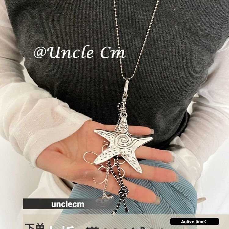 Starfish Flower Heart Necklace Women's Niche Design Long Clavicle Chain Y2K Halter Neck Chain Pendant Accessories