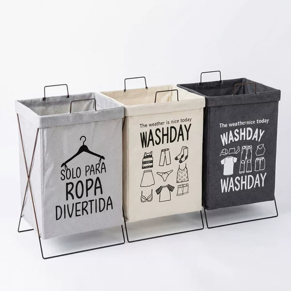 Cross-Border Foldable Storage Basket, Fabric Laundry Basket, Household Dormitory Foldable Iron Frame Storage Basket