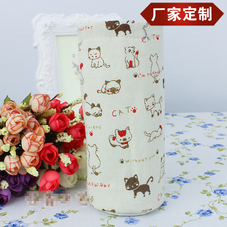 可爱小个帆布袋批发 水壶包装抽绳帆布包 日韩纯棉帆布收纳袋子