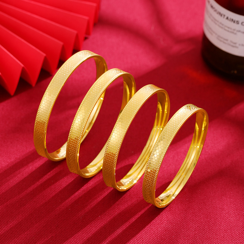 Pulsera de oro de arena brillante dragón de oro escala Polka Dot patrón hombres y mujeres multi-especificación estilo antiguo patrimonio artesanía pulsera de estilo nacional fábrica al por mayor