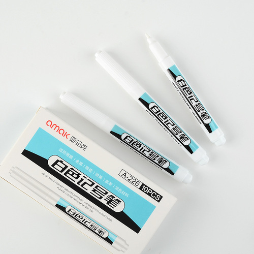 Yamak 226 White Oil-Based Marker Pen — Fade-Resistant for Painting, Greeting Cards, Writing, and Graffiti on Car Tires