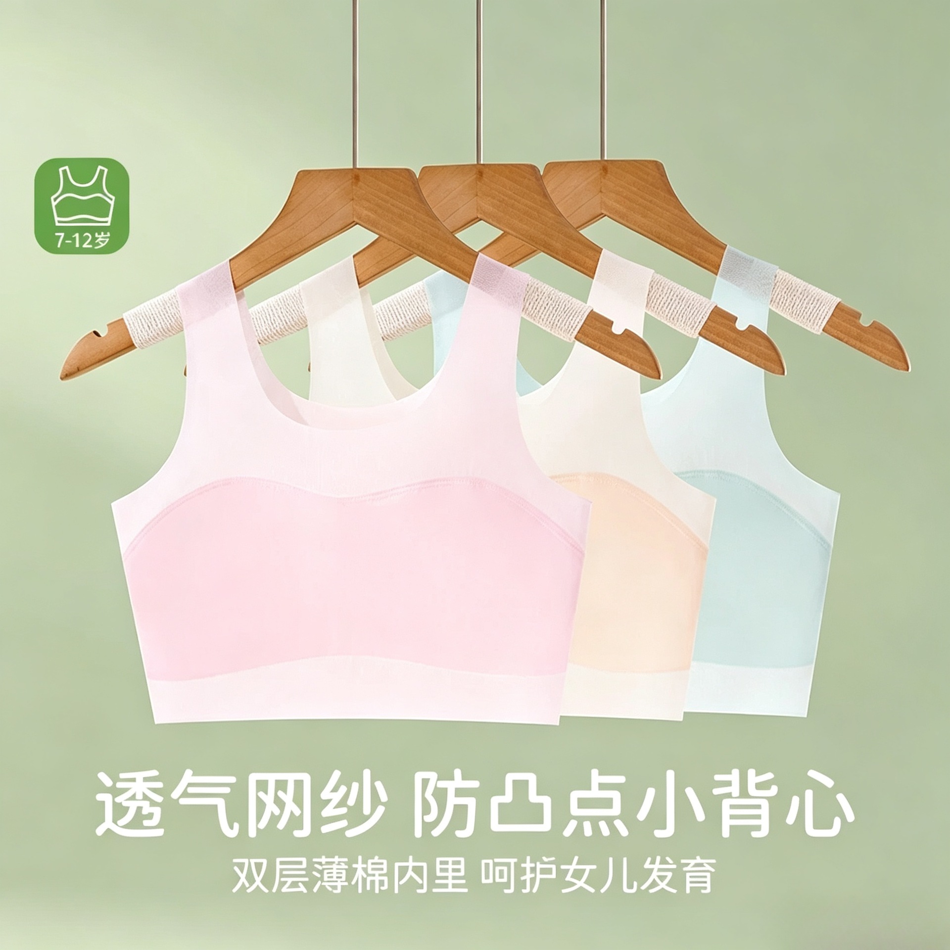Ropa interior tipo camisola modal anti-golpes para niñas en la etapa de desarrollo, estudiantes de primaria y secundaria, primer nivel. image 3