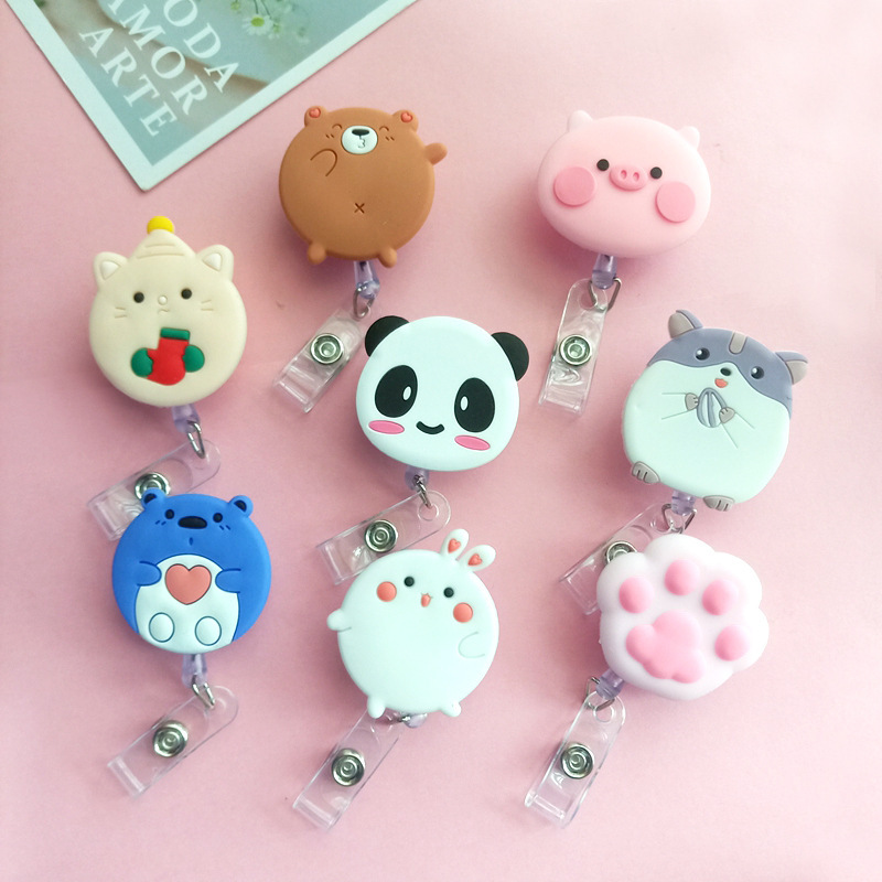 Badge buckle soft glue cute animal cartoon easy pull retractable buckle nurse work certificate Badge clip lanyard wholesale Badge buckle soft glue cute animal cartoon easy pull retractable buckle nurse work certificate Badge clip lanyard wholesale