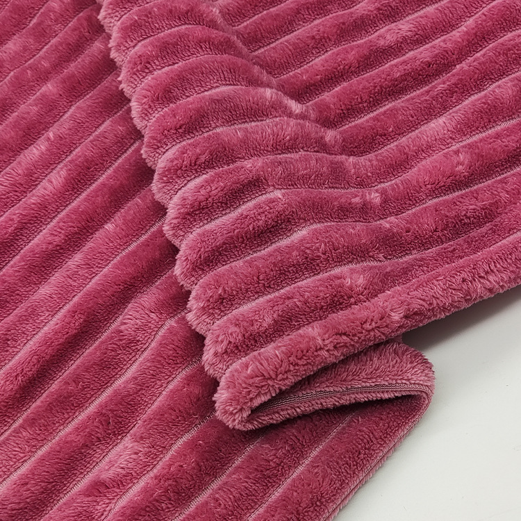 Flannel Stripe 1Cm2Cm Jacquard Coral Velvet Fabric Home Clothing Fabric Plush Fabric Soft Touch Warm Velvet