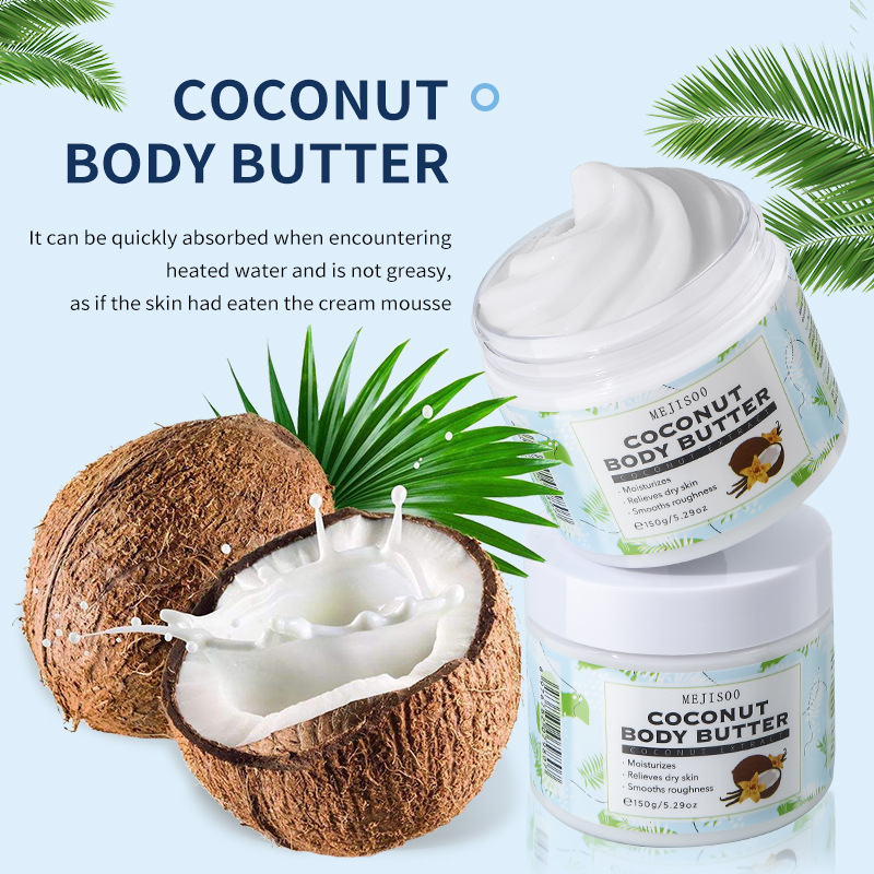 全英文外贸跨境 COCONUT BODY BUTTER滋润保湿椰子身体黄油批发