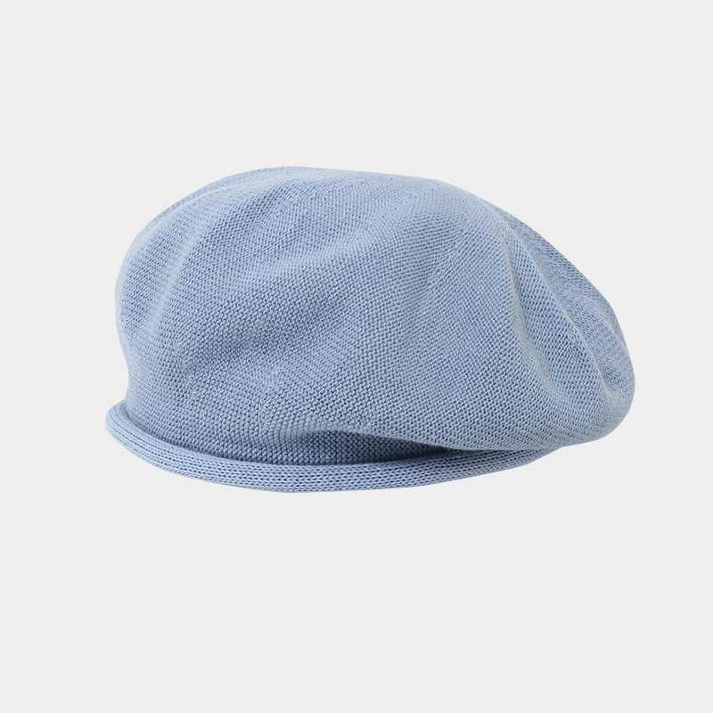 Spring and Summer Elastic Curled Cotton Yarn Stereo Beret Fashion All-match Elastic Cap Top Hat Women's Oblique Hat