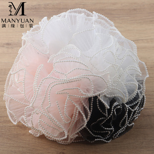 Hot selling factory direct flower packaging material pleated yarn mesh diy handmade bouquet lined with pearl spray gauze mesh