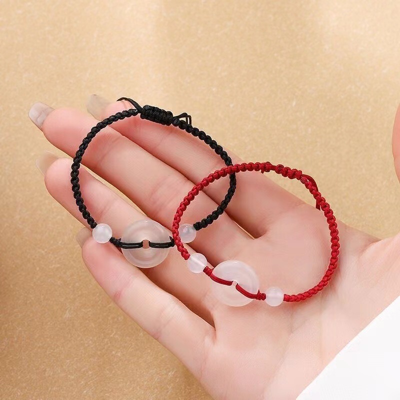 Chalcedony Buckle Woven Couple Bracelet Bracelet Simple Temperament Guofeng Student Best Friend Bracelet Sweet Gift
