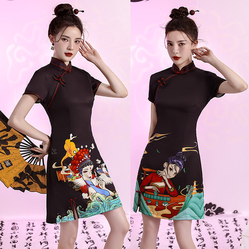 Chinese dress young girl Retro Chinese Dresses Qipao Side slit Asian Theme Party Cosplay Dresses for women girls