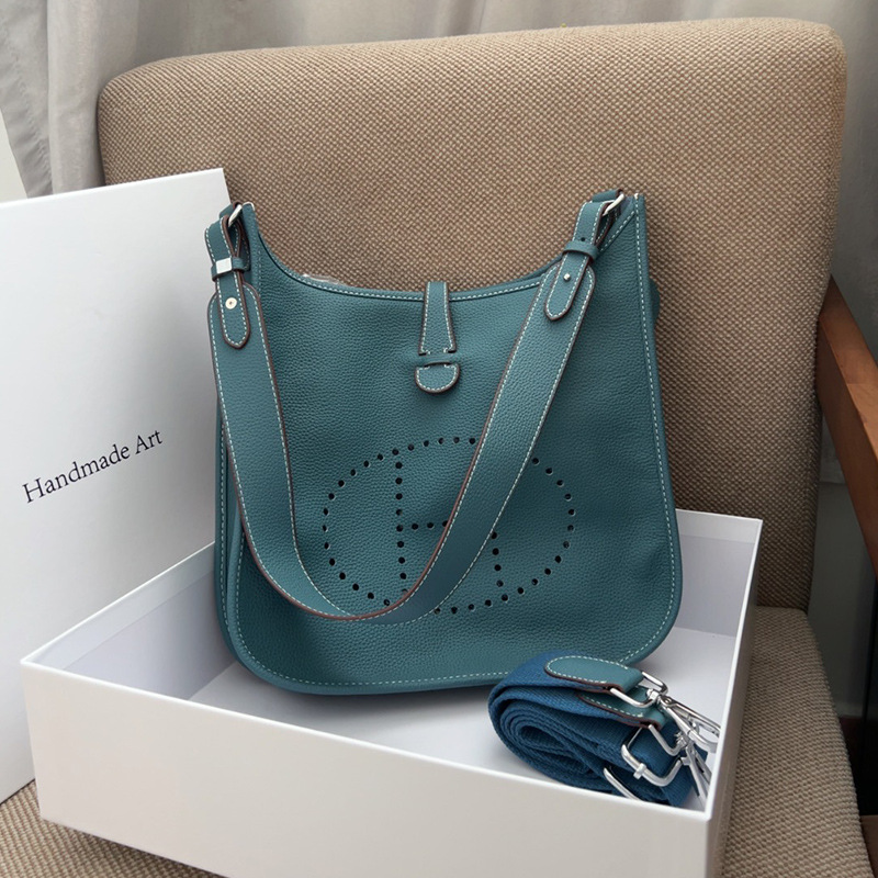 Genuine Leather Evelyn Bag For Women Top Grain Cowhide Wide Strap Shoulder Crossbody High-End Hollow Out Tote Bag Casual - Thumbnail 7