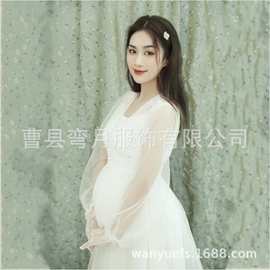 孕妇摄影服装唯美白色网纱裙影楼写真照片拍照主题孕期妈咪大肚照