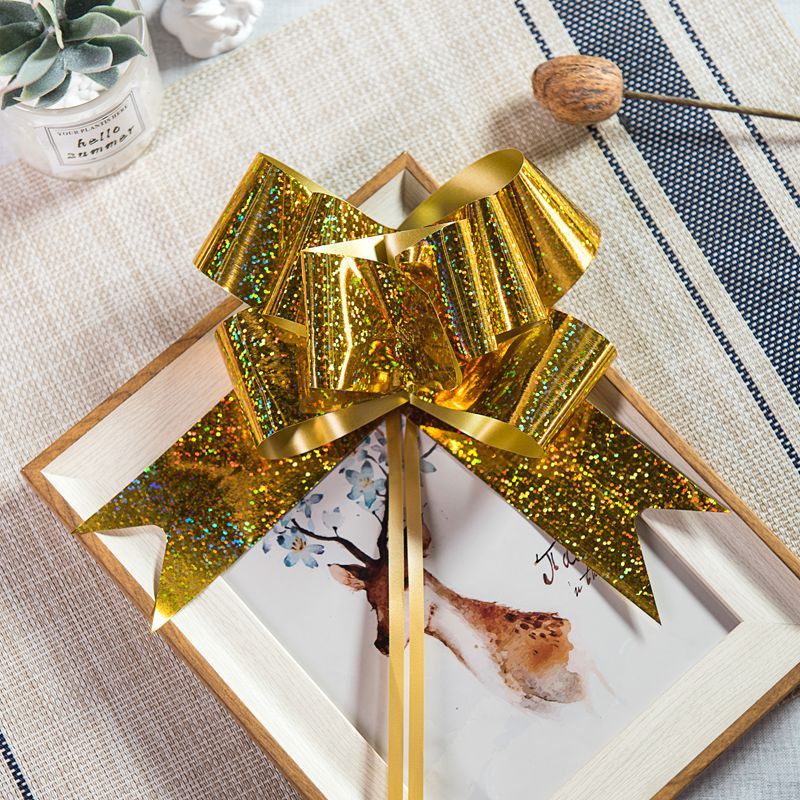 Venta caliente transfronteriza 50 láser mano dibujado flor Regalo De vacaciones decoración del partido arco dibujado flor cinta Navidad dibujado flor