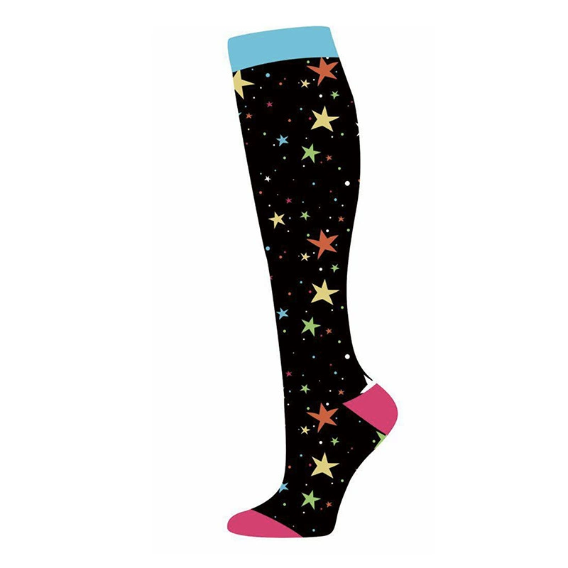 Compression Running Socks, Unisex Jacquard Knee-High Socks, Multiple Patterns, S/M & L/XL