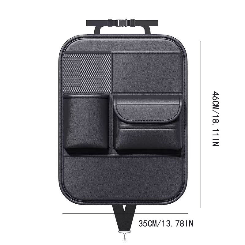 Multifunctional hanging storage bag for car seat back, car seat back storage bag, anti-kick pad