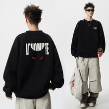 慵懒潮流新款气质时尚日系摇粒绒情侣长袖圆领套头卫衣ins文艺