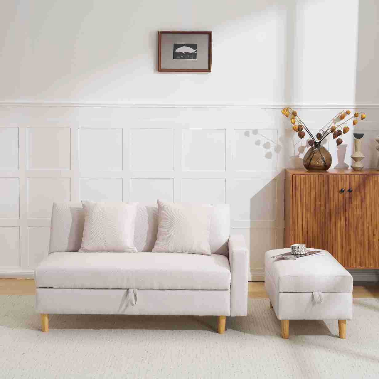 Sofa Catin Sofa Bed 3-Seater Sofa Multi-Mode Combination Armrest with Storage Space Automatic Massage Function