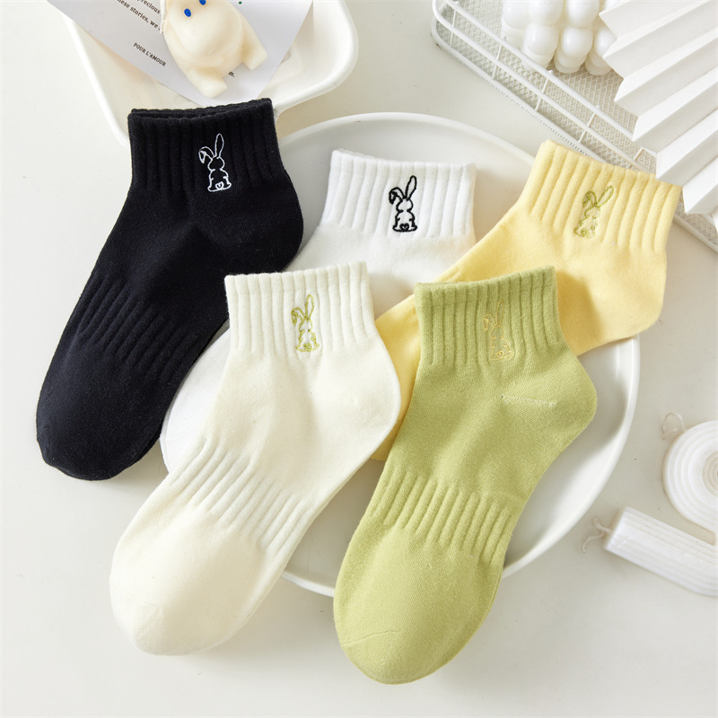 Mori White Rabbit socks women's socks ins fashionable all-matching summer thin low-cut short heel ankle socks Mori White Rabbit socks women's socks ins fashionable all-matching summer thin low-cut short heel ankle socks