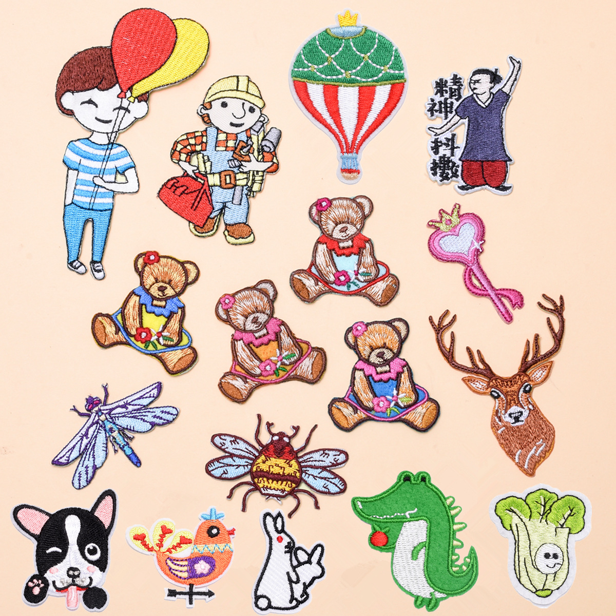 厂家直销卡通动物刺绣布贴现货衣服装饰手工补丁贴绣花标手工烙边