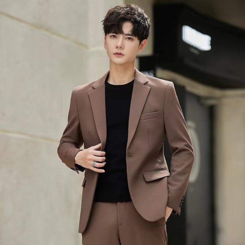 Men's Korean-style Slim-fit Fashion Casual Suit Jacket Business Jacket Spring and Autumn Single Suit Fashionable Handsome Top Men's Korean-style Slim-fit Fashion Casual Suit Jacket Business Jacket Spring and Autumn Single Suit Fashionable Handsome Top