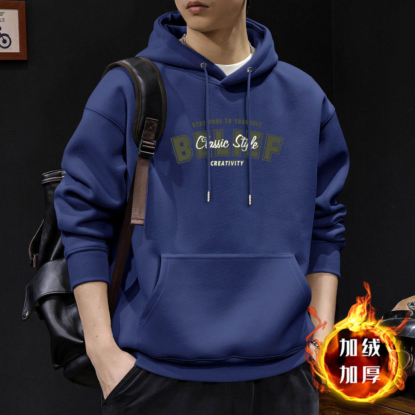 Suéter hombre encapuchado primavera y otoño estilo americano pesado pesado invierno más chaqueta de terciopelo nuevo abrigo de hombre de otoño