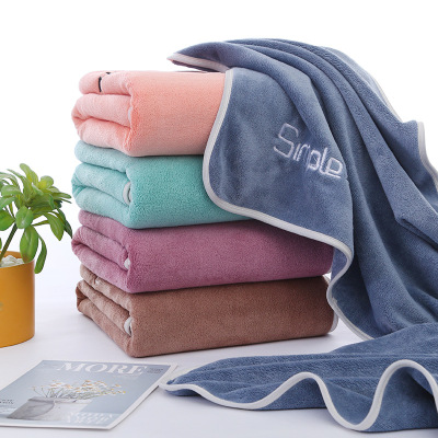 青春派浴巾厂家批发加厚细纤维吸水大浴巾包边绣字沙滩巾LOGO|ms