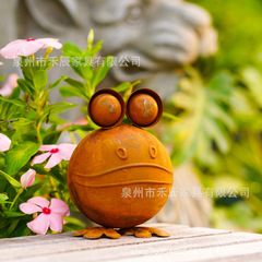 跨境热卖生锈铁艺雕像摆件，花园庭院艺术装饰摆件青蛙造型摆件装