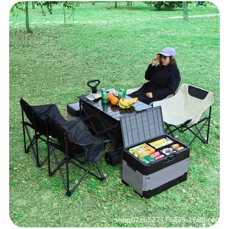 Silla plegable para camping al aire libre, silla tipo luna, taburete de pesca, silla de playa, taburete de pesca, silla reclinable estable con almacenamiento