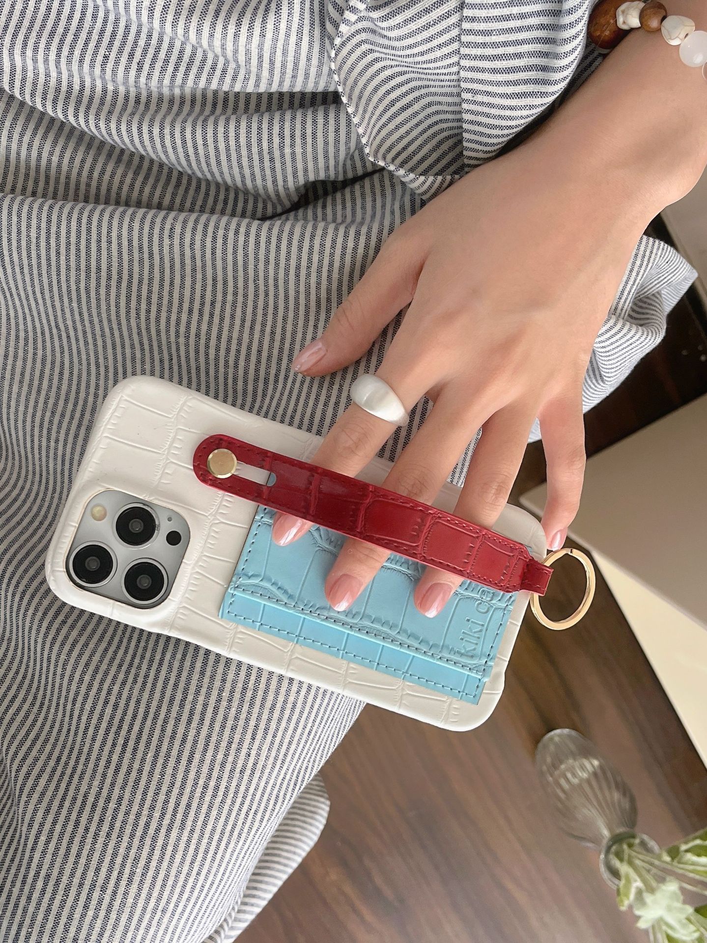 Bolso de tarjeta con estampado de cuero en contraste para niña ins para estuche para teléfono móvil iPhone16ProMax 12 Apple 13/14PM femenino 15