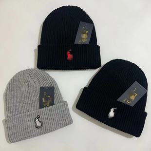 Winter pony embroidered woolen hat for men and women with fashionable European and American simple knitted hat outdoor warm cold-proof cap
